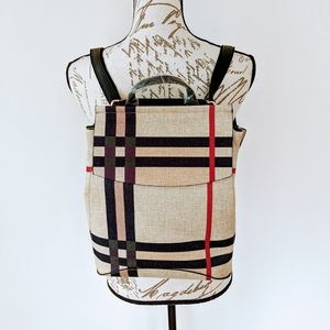 *Brand New* Linen Blue Plaid Backpack Bag